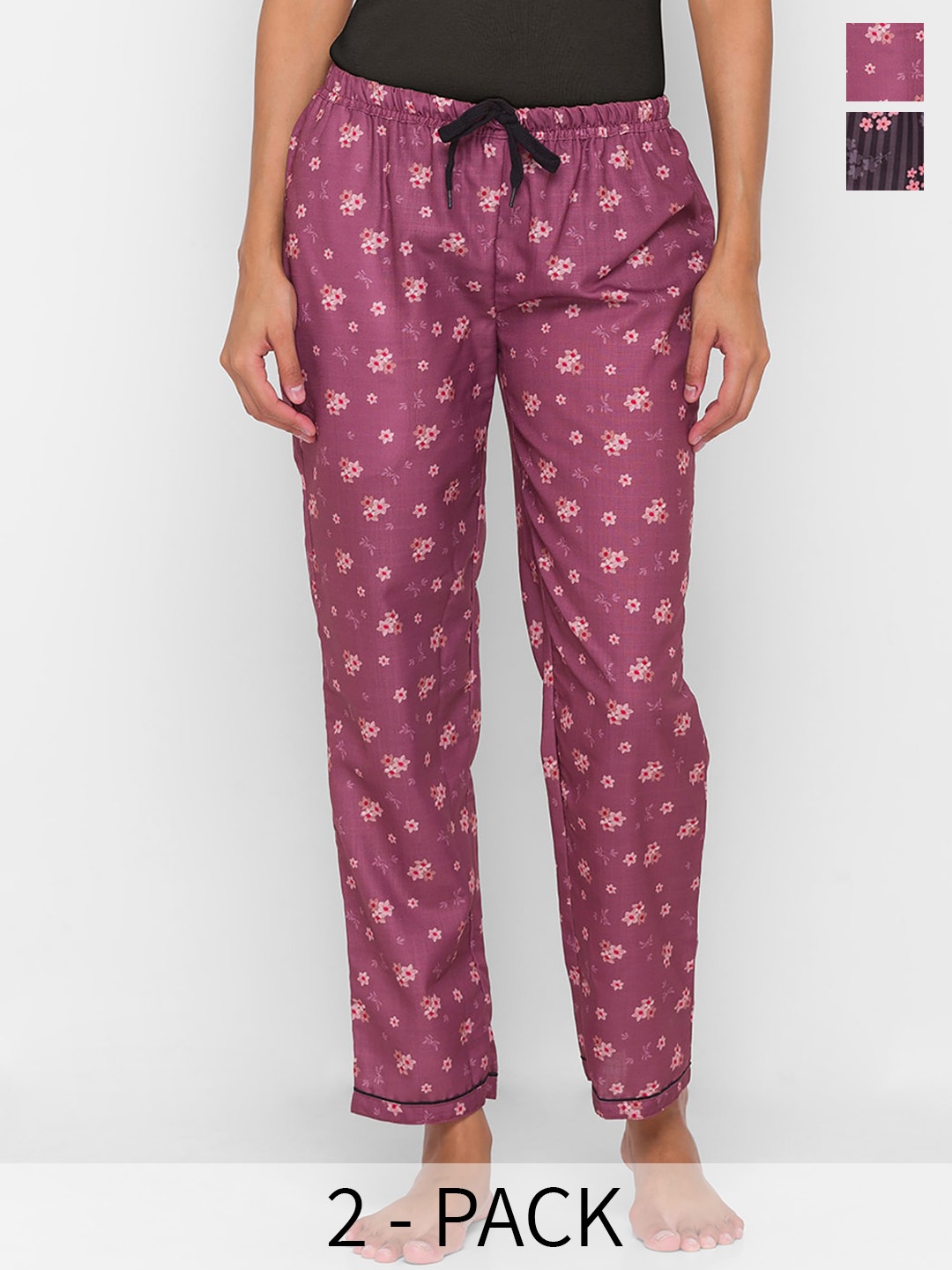 

NOIRA Women Pack Of 2 Printed Lounge Pants, Mauve