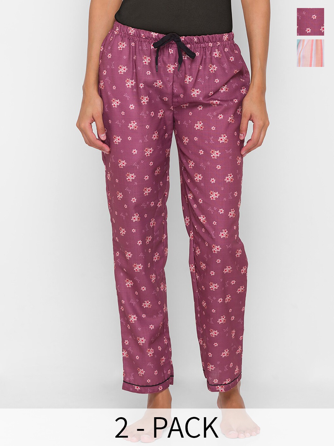 

NOIRA Women Pack Of 2 Printed Straight-Leg Lounge Pants, Magenta