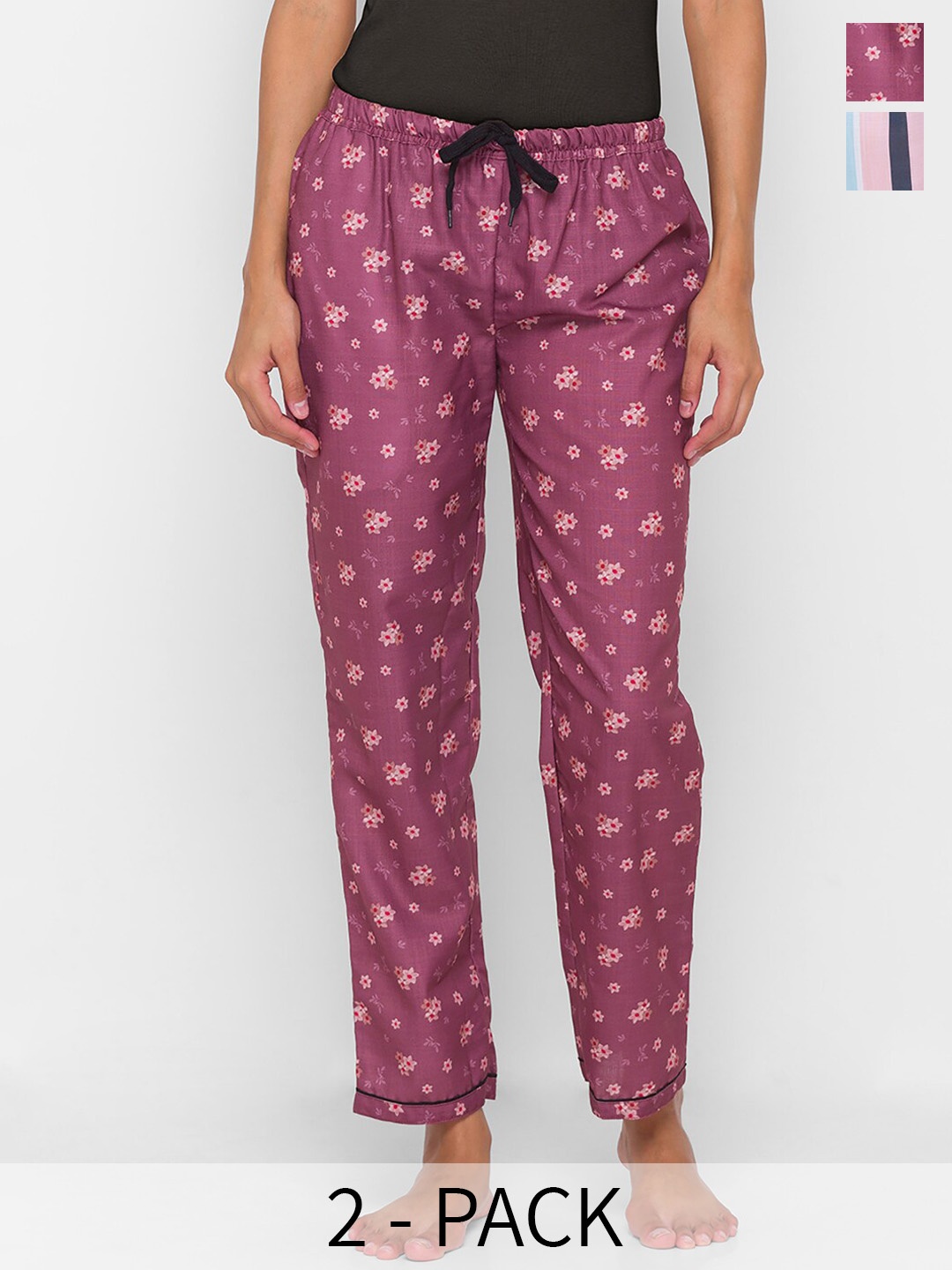 

NOIRA Pack Of 2 Printed Lounge Pants, Mauve