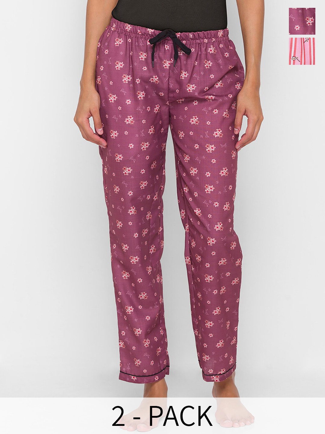 

NOIRA Women Pack Of 2 Printed Straight-Leg Lounge Pants, Magenta
