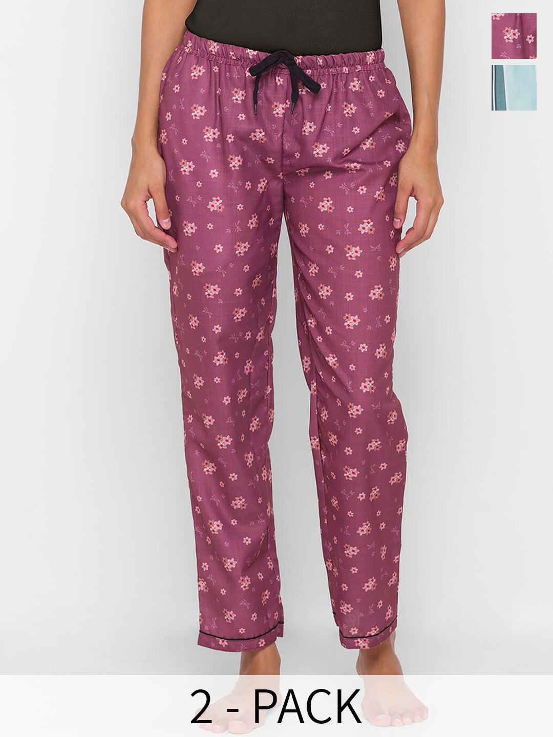 

NOIRA Pack Of 2 Printed Lounge Pants, Burgundy