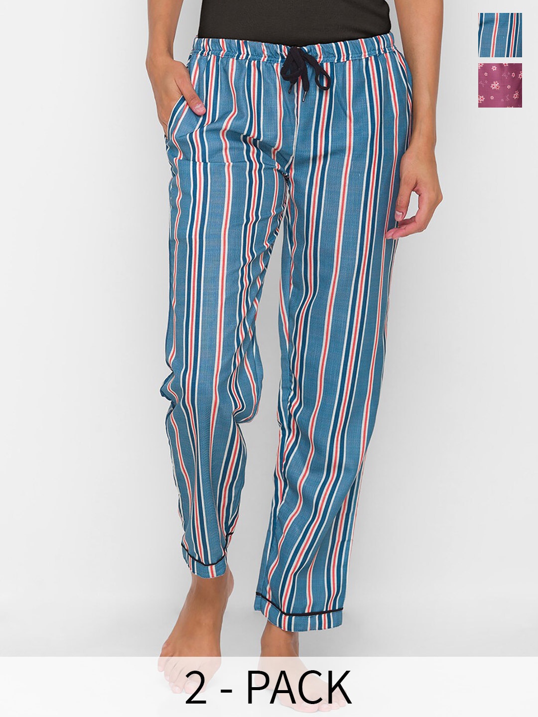 

NOIRA Women Pack Of 2 Printed Straight-Leg Lounge Pants, Magenta