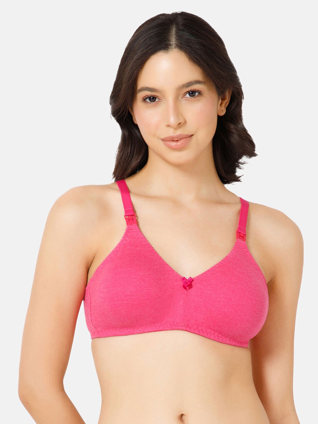 

NAIDU HALL Half Coverage Non Padded Seamless Everyday Bra - All Day Comfort, Fuchsia