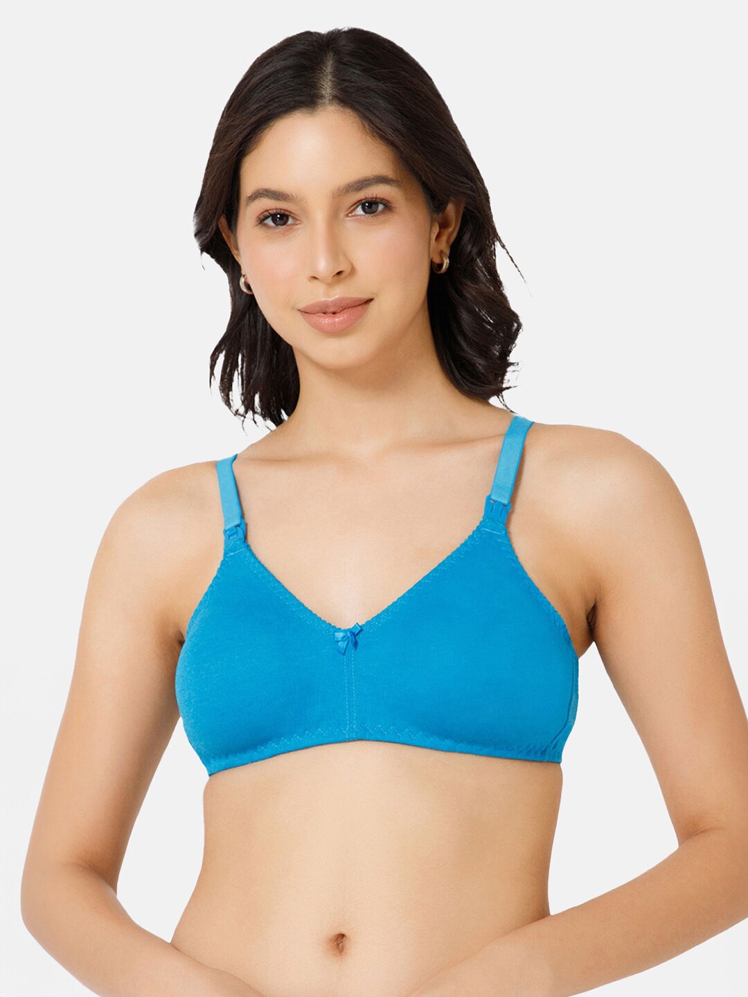 

NAIDU HALL Half Coverage Non Padded Seamless Everyday Bra - All Day Comfort, Blue