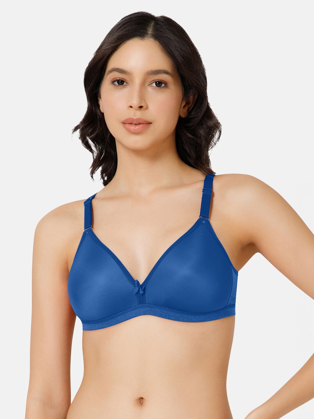 

NAIDU HALL Half Coverage Lightly Padded Cotton Everyday Bra With All Day Comfort, Blue