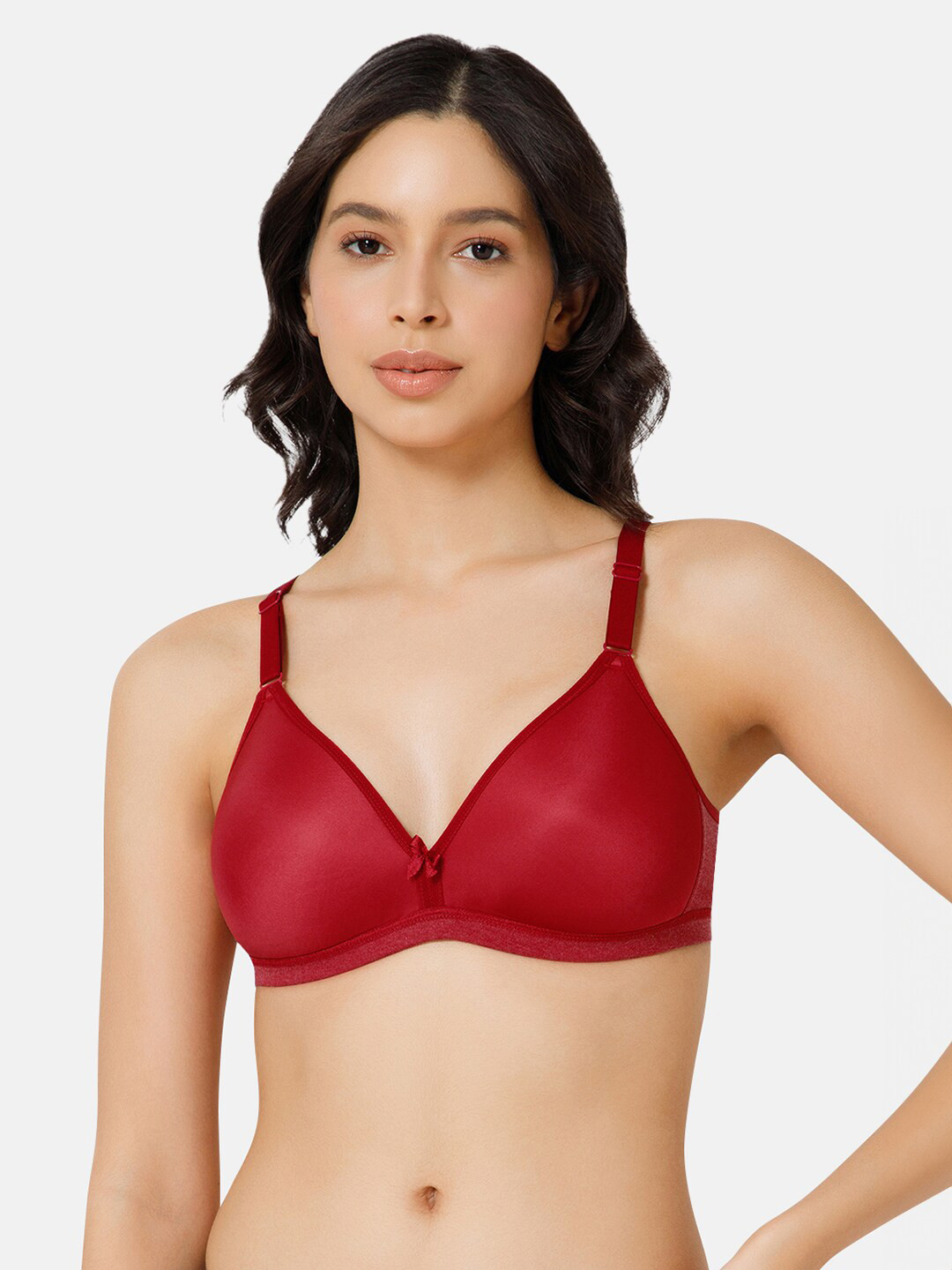 

NAIDU HALL Full Coverage Seamless Lightly Padded Cotton Everyday Bra With All Day Comfort, Red