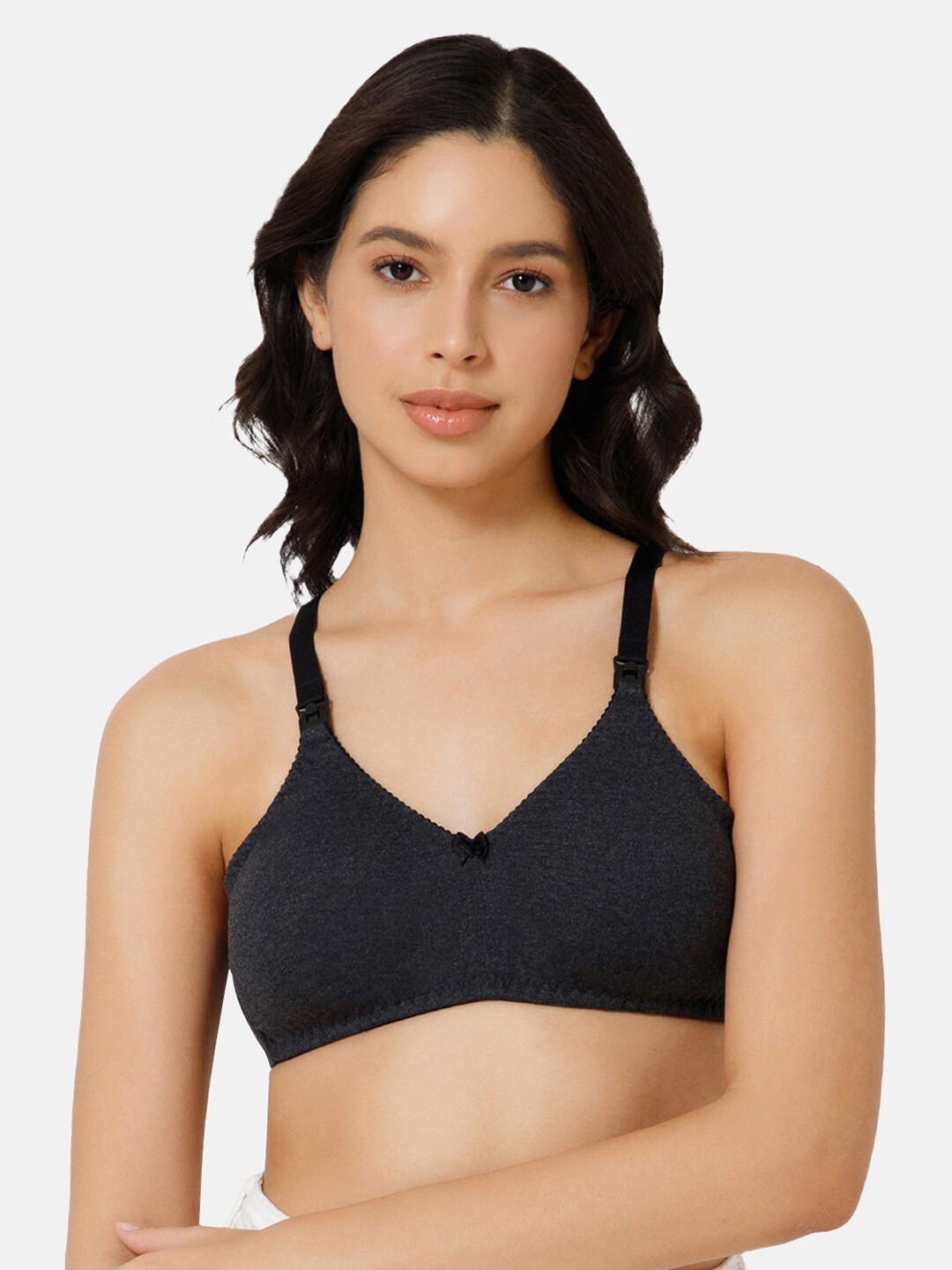 

NAIDU HALL Full Coverage Seamless Non Padded Cotton Everyday Bra With All Day Comfort, Black