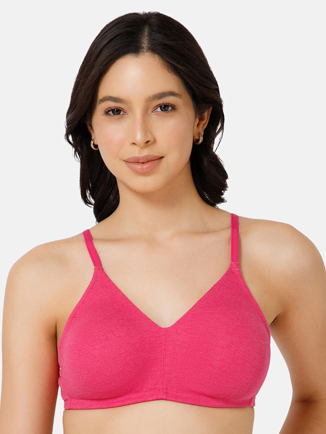 

NAIDU HALL Full Coverage Seamless Non Padded Cotton Everyday Bra With All Day Comfort, Pink