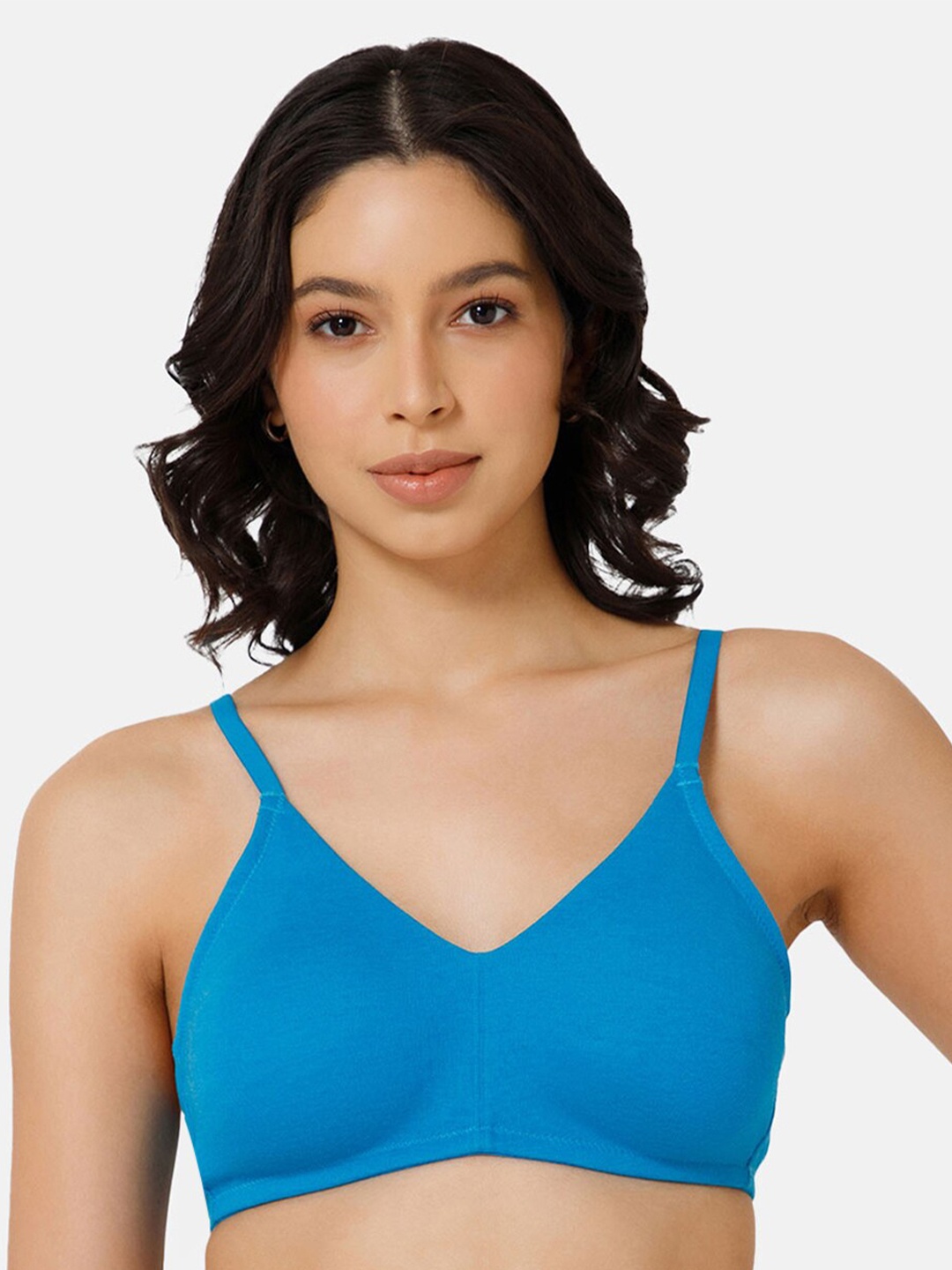 

NAIDU HALL Half Coverage Non Padded Seamless Everyday Bra - All Day Comfort, Blue