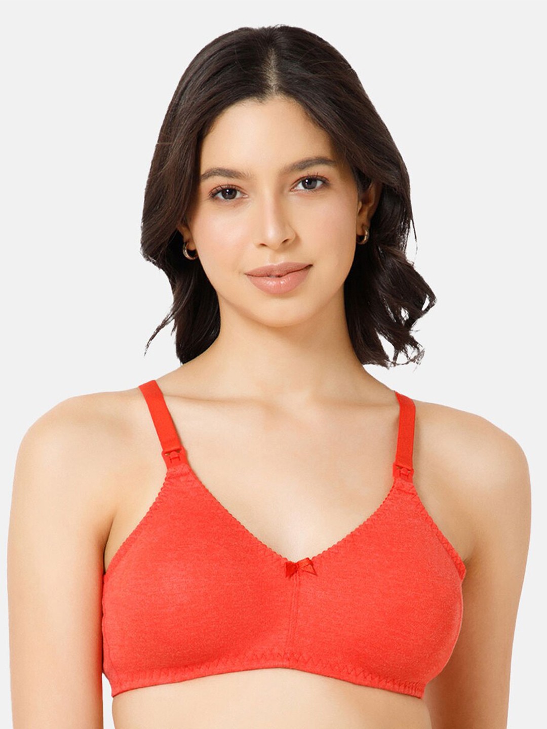 

NAIDU HALL Half Coverage Non Padded Seamless Everyday Bra - All Day Comfort, Red