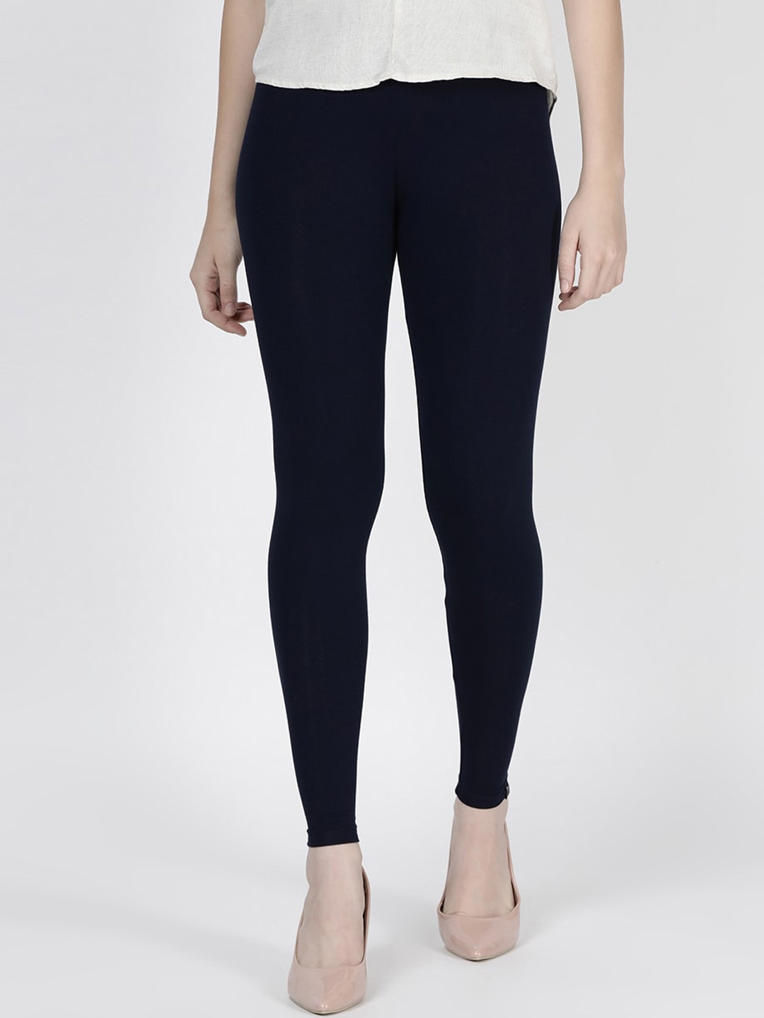 

TWIN BIRDS Women Solid Super Stretch Viscose Ankle Length Leggings, Navy blue