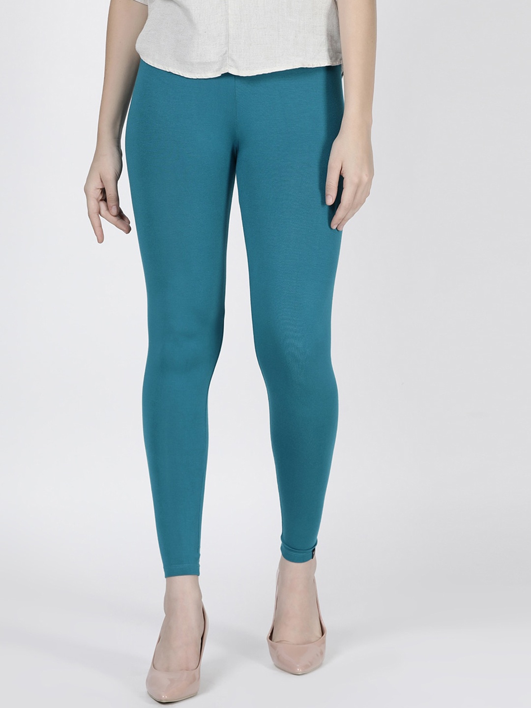 

TWIN BIRDS Women Solid Super Stretch Viscose Ankle Length Leggings, Blue