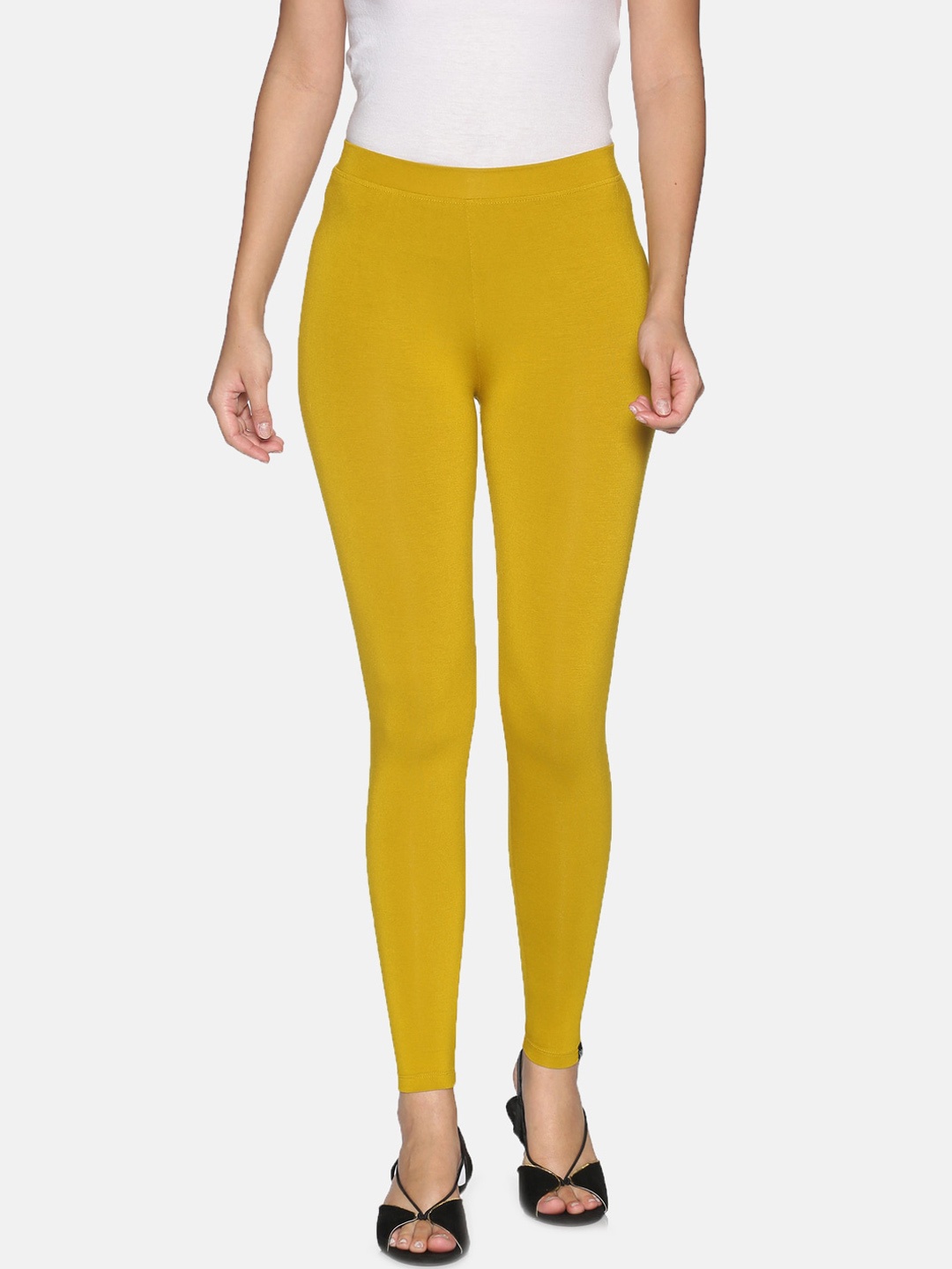 

TWIN BIRDS Women Solid Super Stretch Viscose Ankle Length Leggings, Yellow