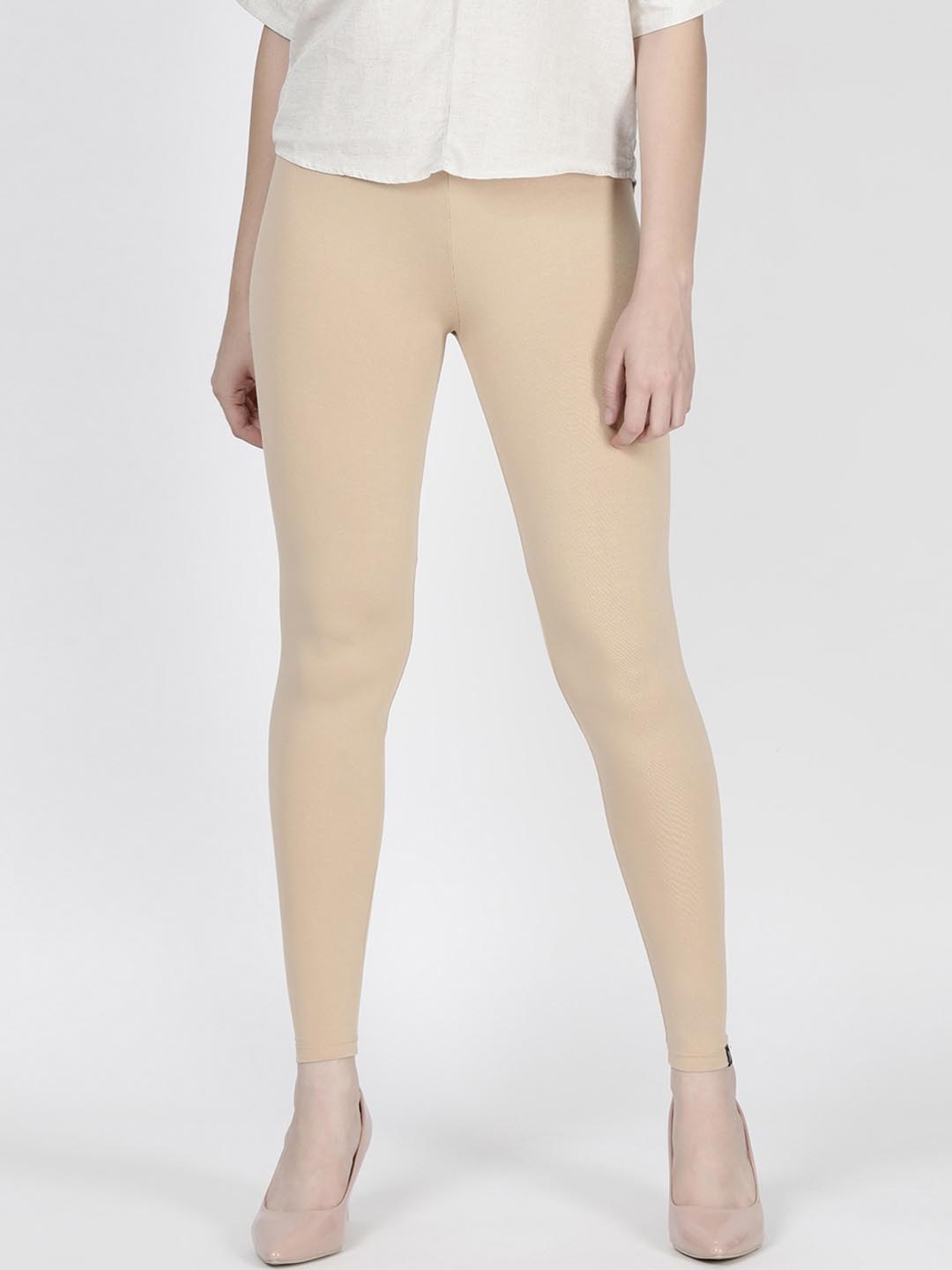 

TWIN BIRDS Women Solid Super Stretch Viscose Ankle Length Leggings, Beige