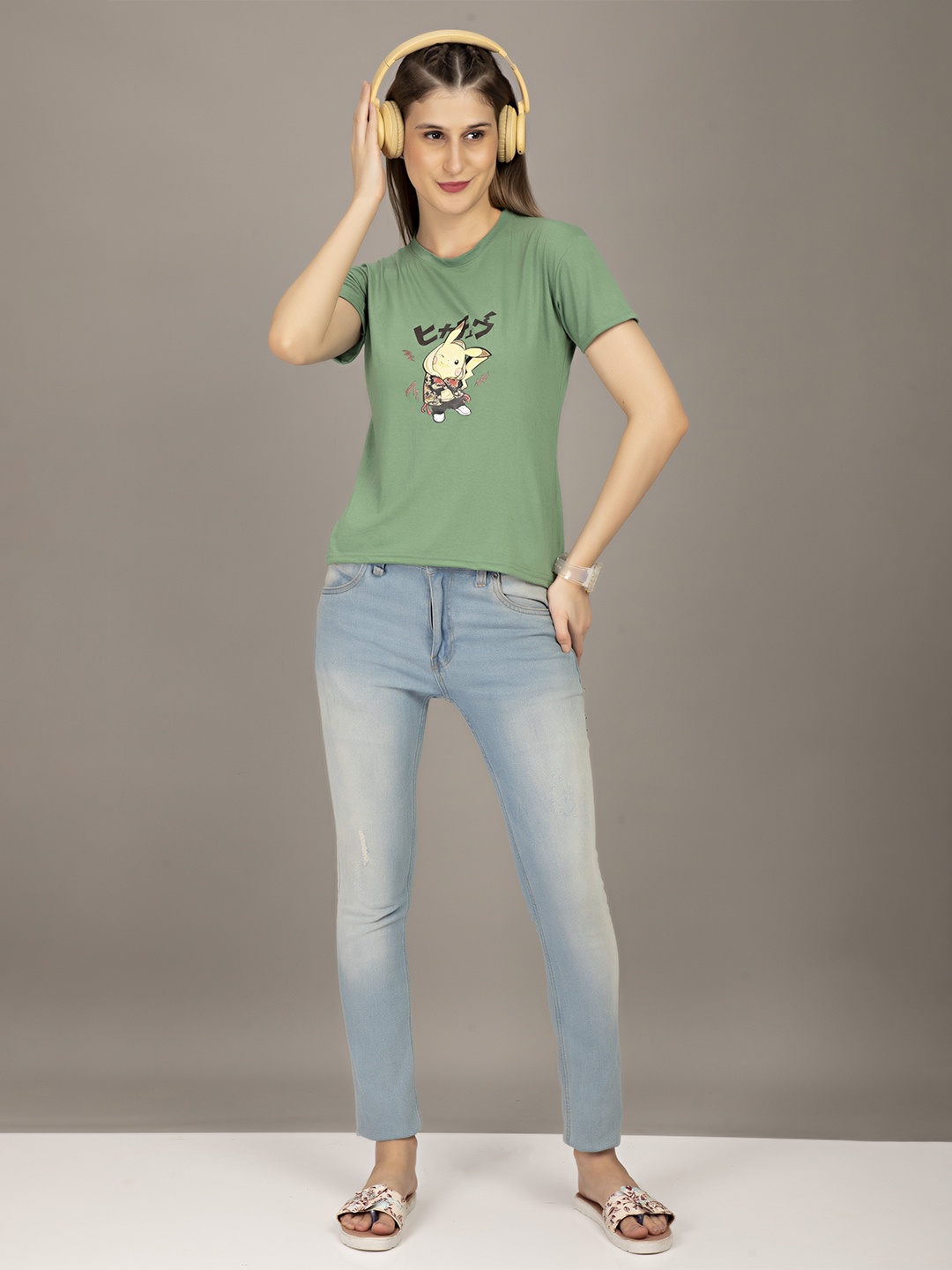 

STHULAS Pokemon Printed Pure Cotton T-shirt, Green