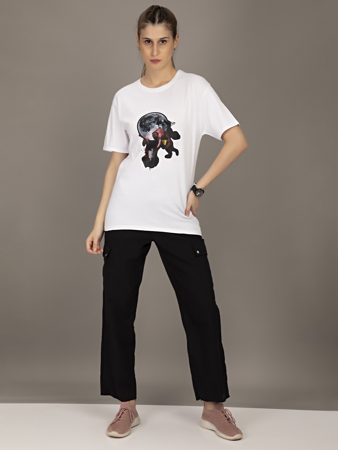 

STHULAS Wednesday Series Printed Pure Cotton Pure Cotton T-shirt, White