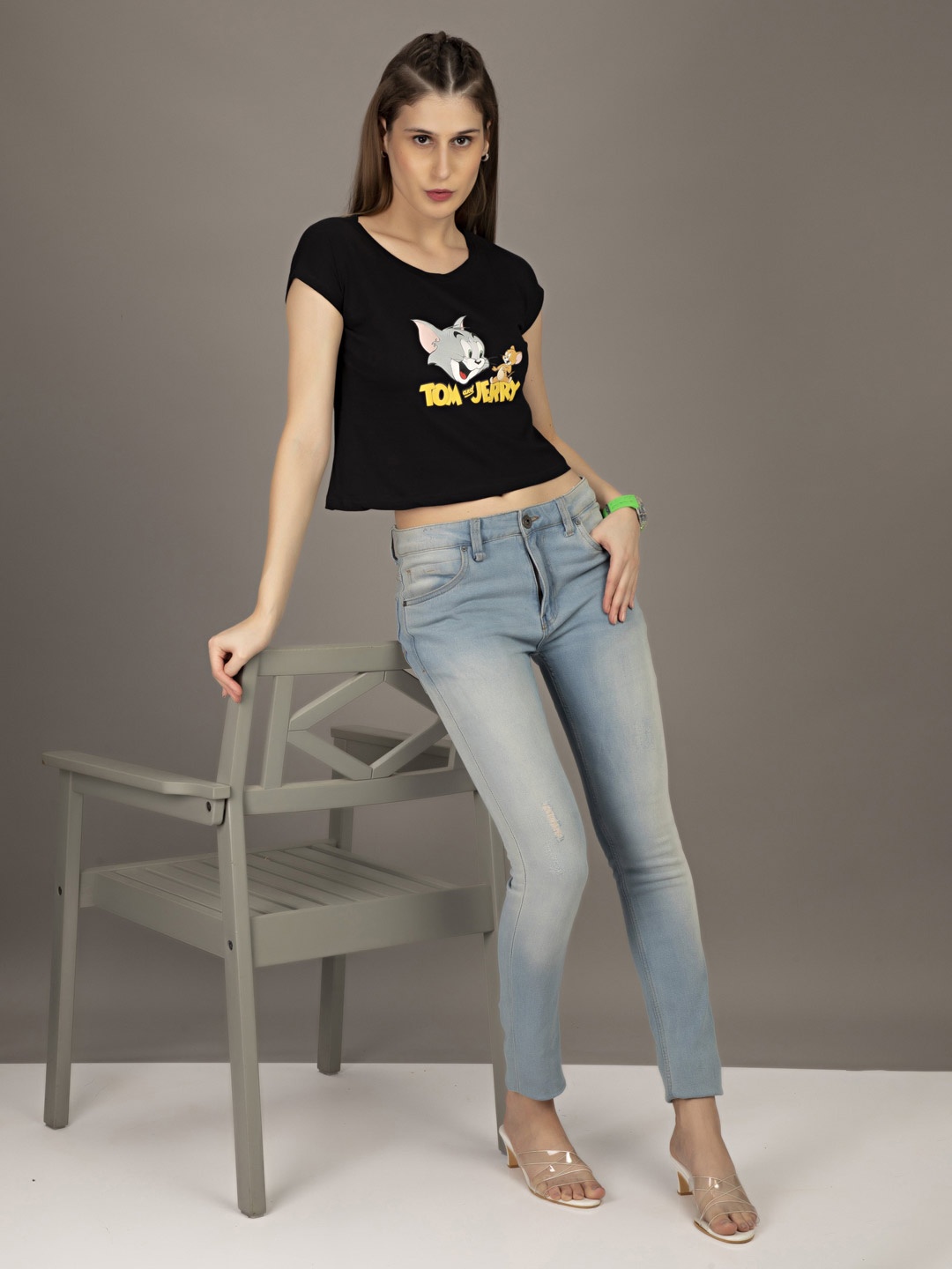 

STHULAS Tom & Jerry Printed Pure Cotton Tshirt, Black