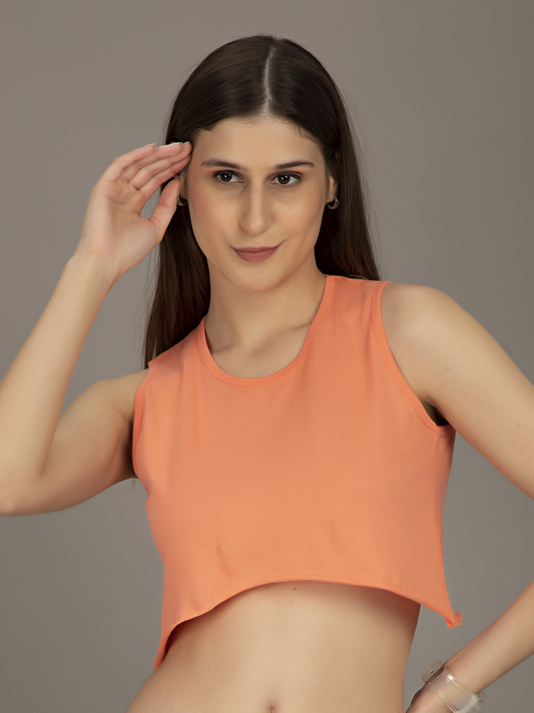 

STHULAS Pure Cotton Crop Top, Orange