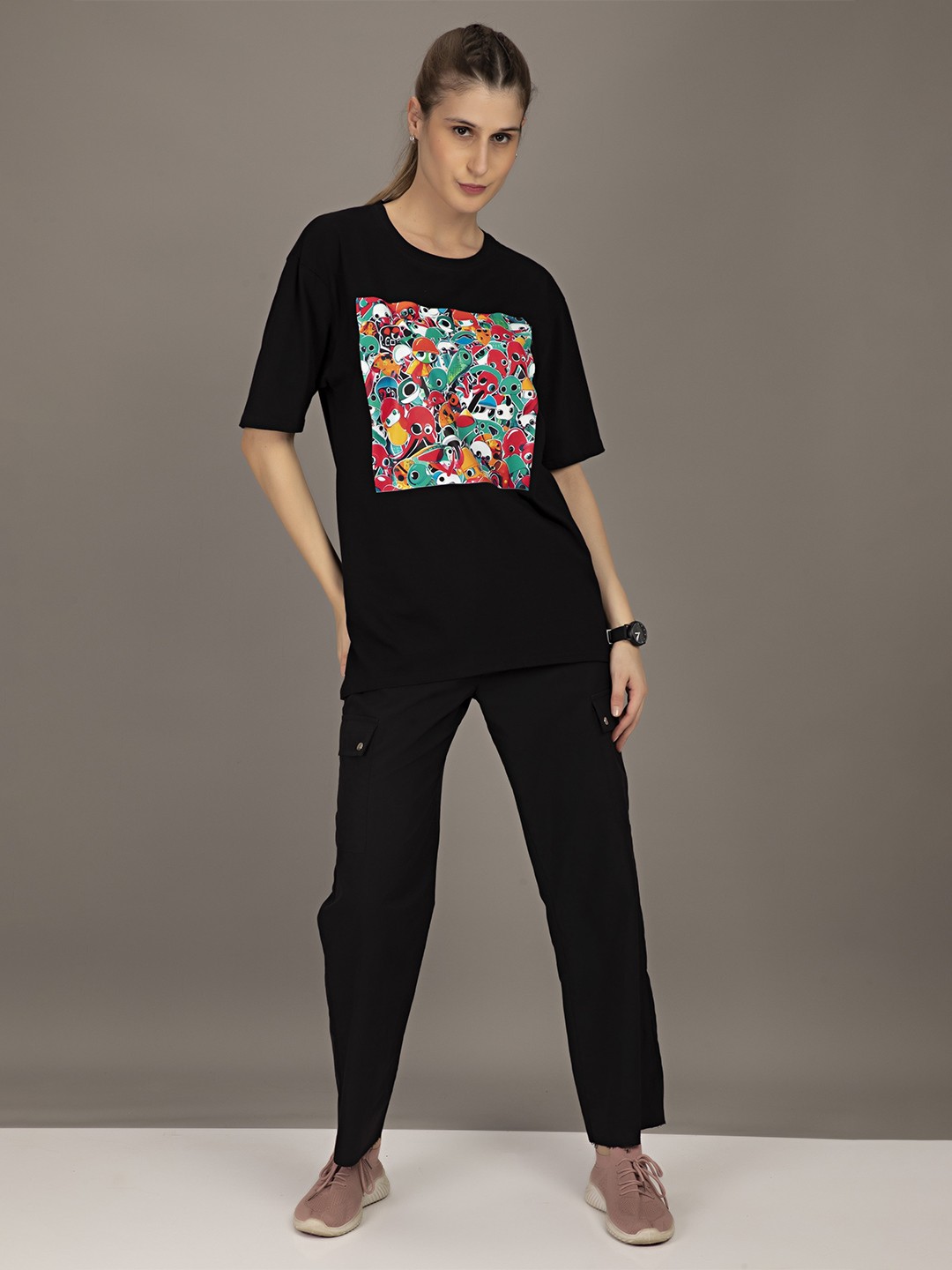 

STHULAS Graphic Printed Pure Cotton T-Shirt, Black