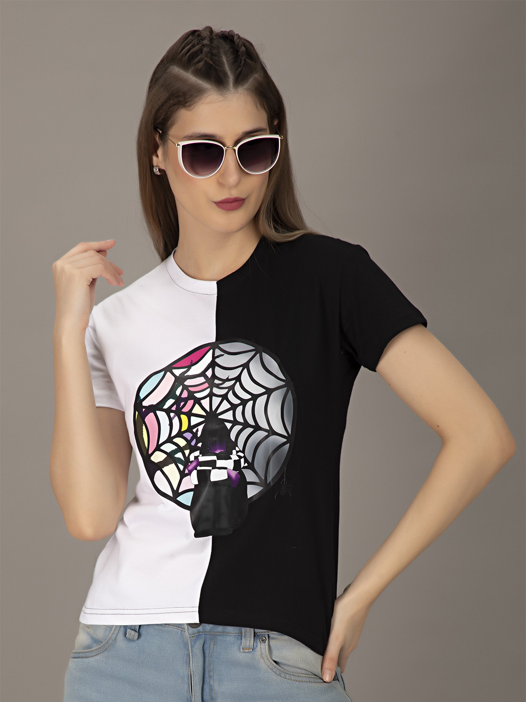 

STHULAS Graphic Printed Round Neck Pure Cotton T-shirt, Black