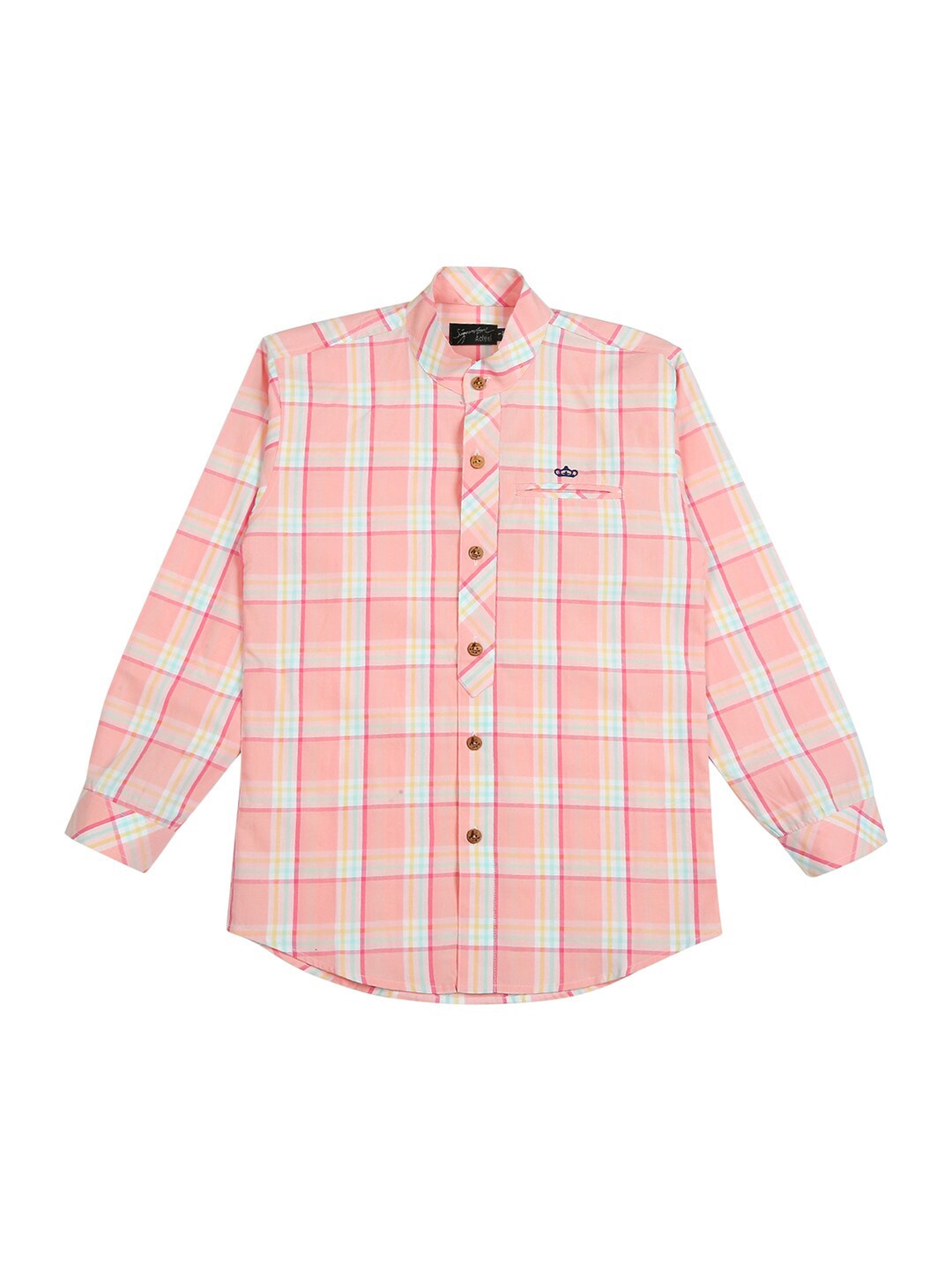 

Actuel Boys Spread Collar Long Sleeves Cotton Regular Fit Checked Casual Shirt, Pink