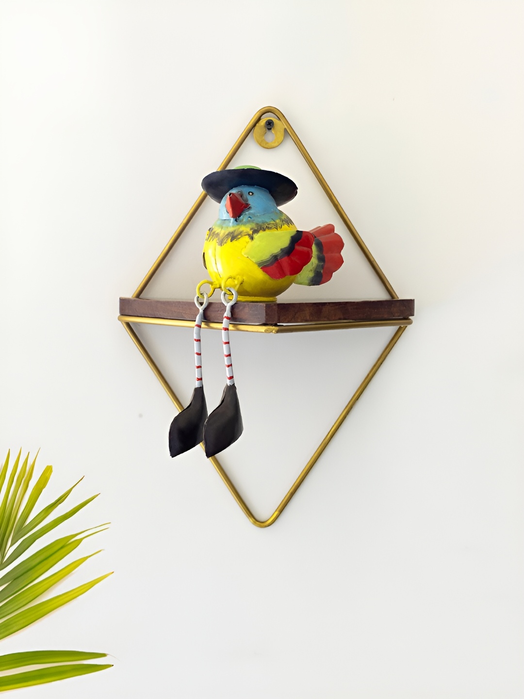 

ExclusiveLane Gold Toned & Brown Mr Sparrow-Diamond Floating Wall Shelf