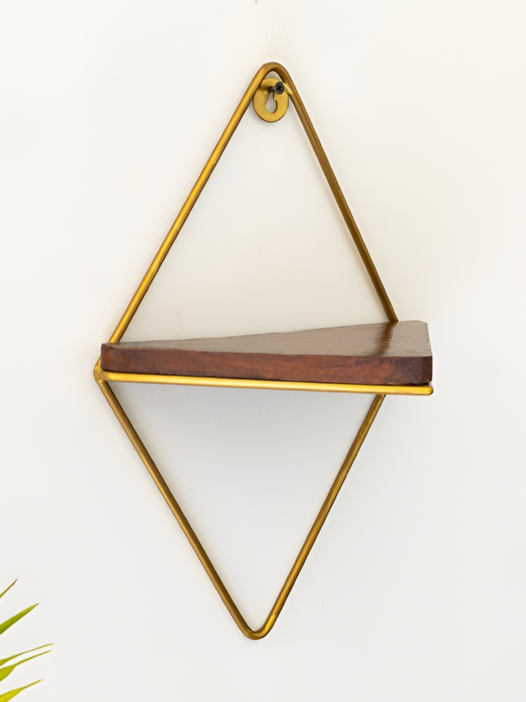 

ExclusiveLane Gold Toned Diamond Floating Handcrafted Wall Shelf