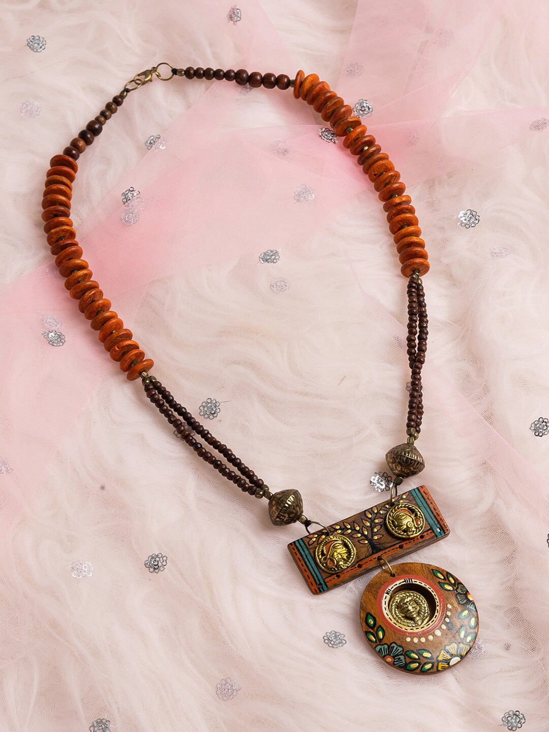 

ExclusiveLane Brass Tribal Bohemian Minimal Necklace, Brown