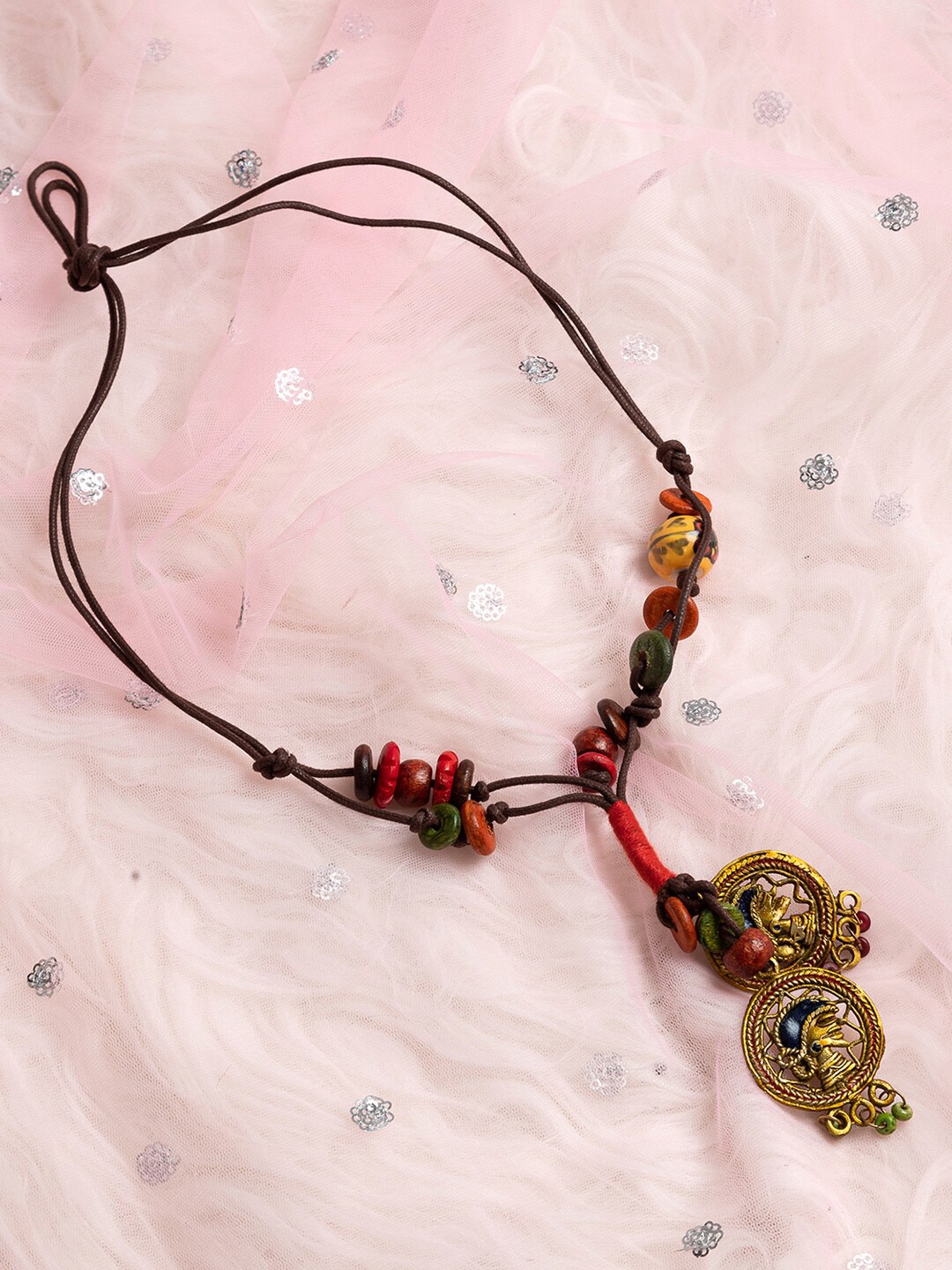

ExclusiveLane Beaded Statement Tribal Necklace, Gold