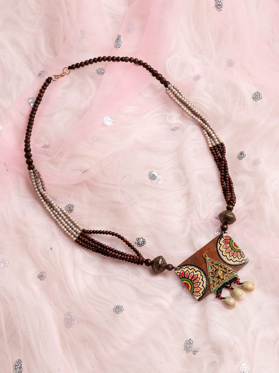 

ExclusiveLane Beaded Statement Tribal Necklace, Gold