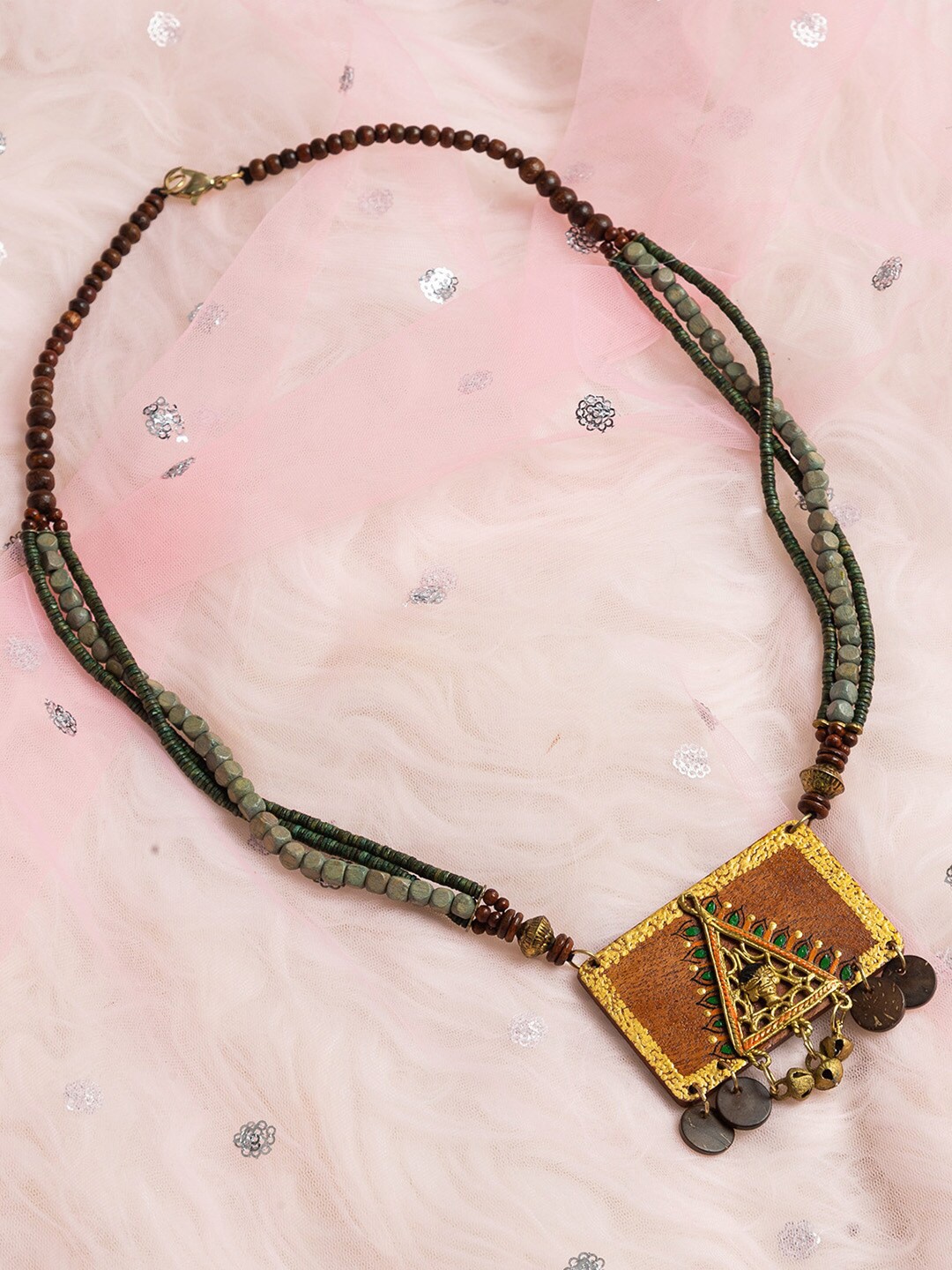 

ExclusiveLane Beaded Sheesham Wooden Necklace, Brown