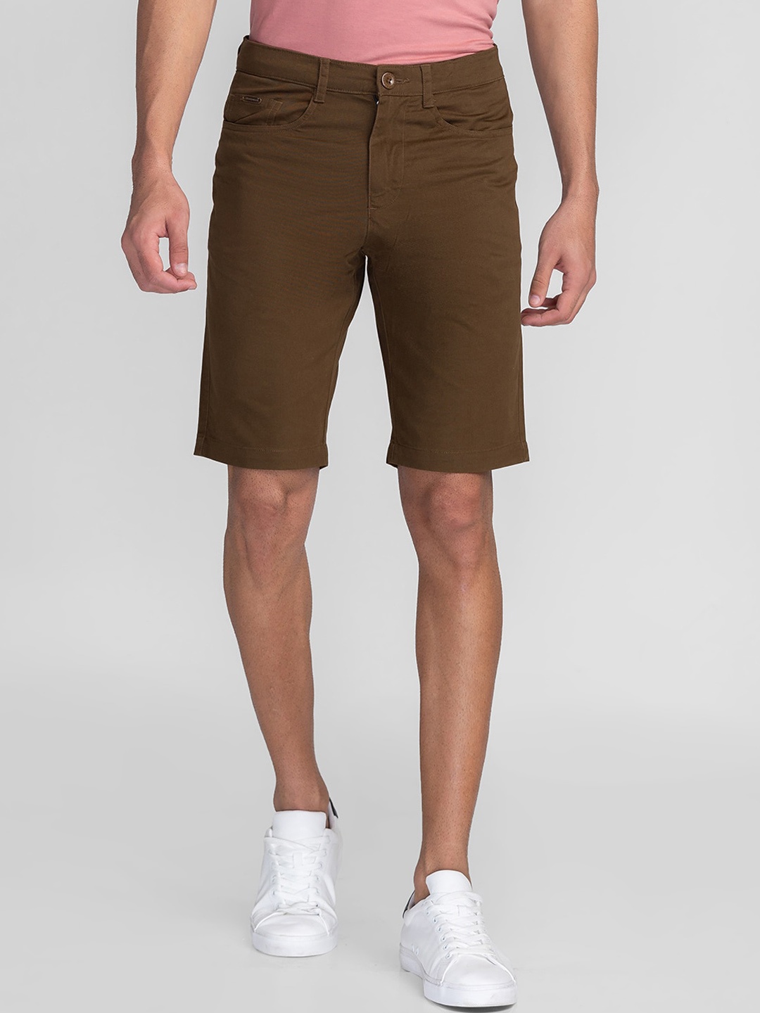 

GIORDANO Men Slim Fit Cotton Shorts, Brown