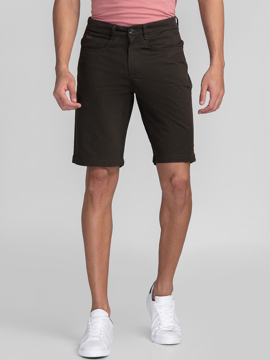 

GIORDANO Men Slim Fit Cotton Shorts, Olive