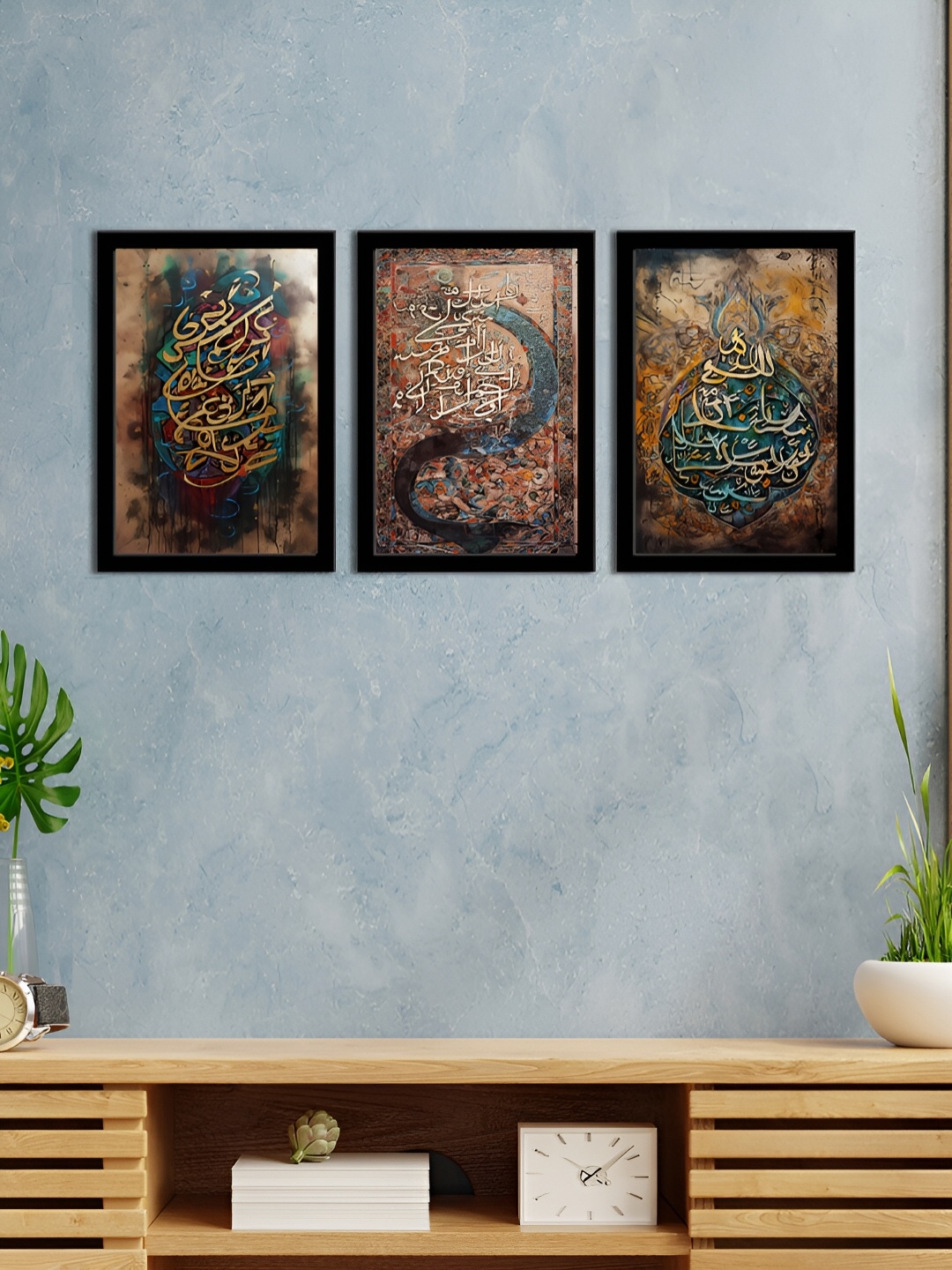 

WENS Black & Brown 3 Pieces Synthetic Wooden Painting Wall Art