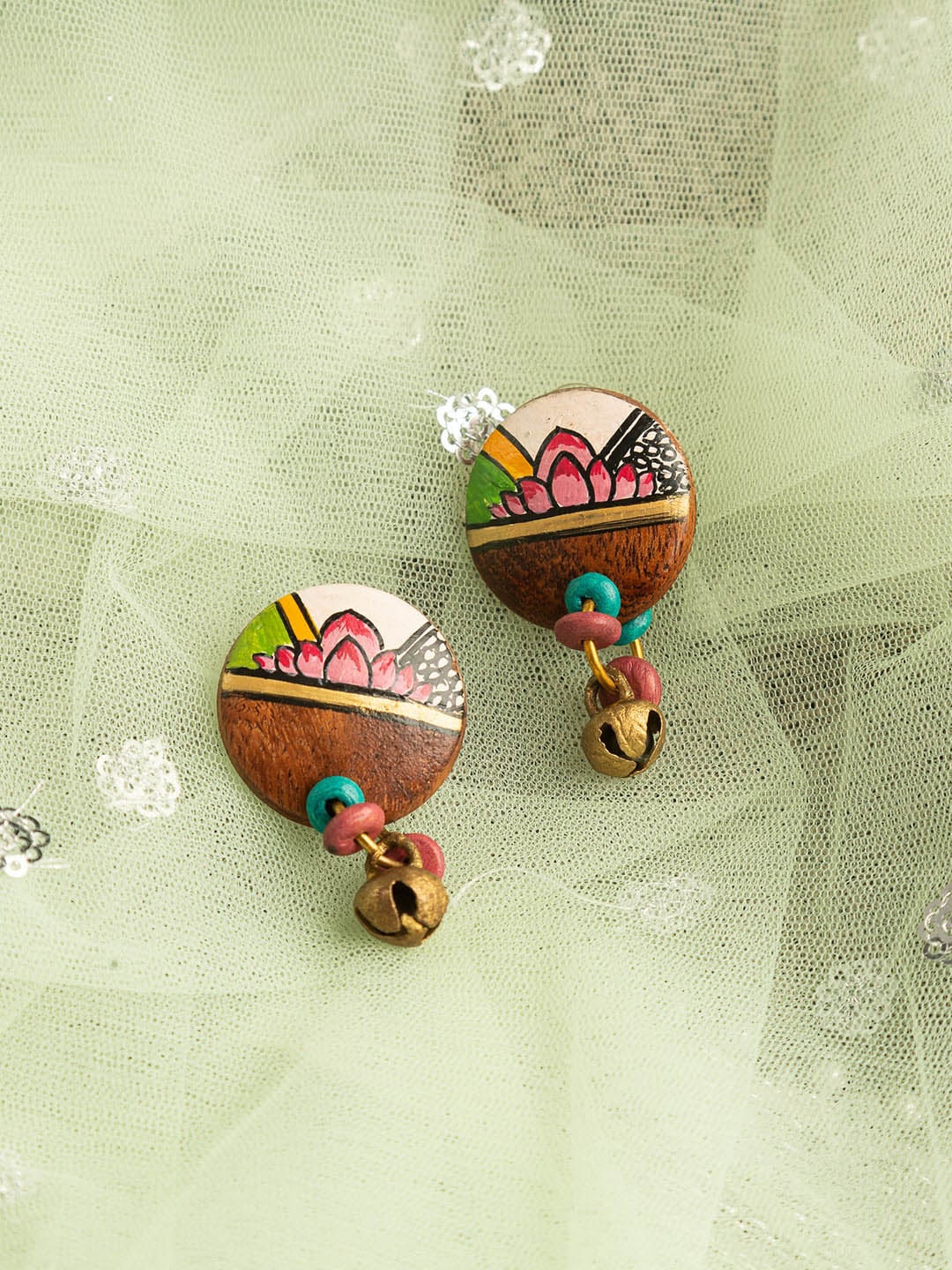 

ExclusiveLane Beaded Circular Drop Earrings, Brown