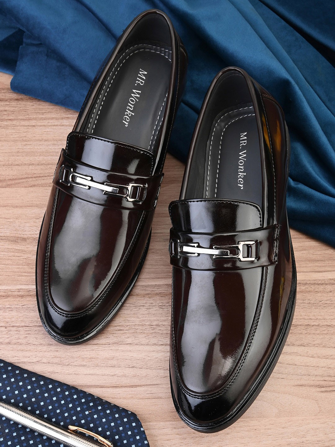 

mr.wonker Men Round Toe Formal Loafers, Brown