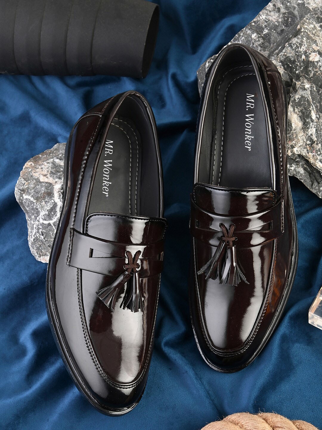 

mr.wonker Men Round Toe Formal Loafers, Brown