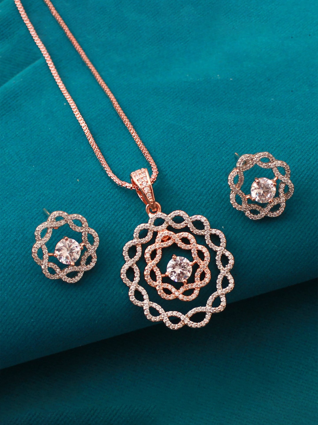 

Mirana Rose Gold-Plated CZ Studded Jewellery Set