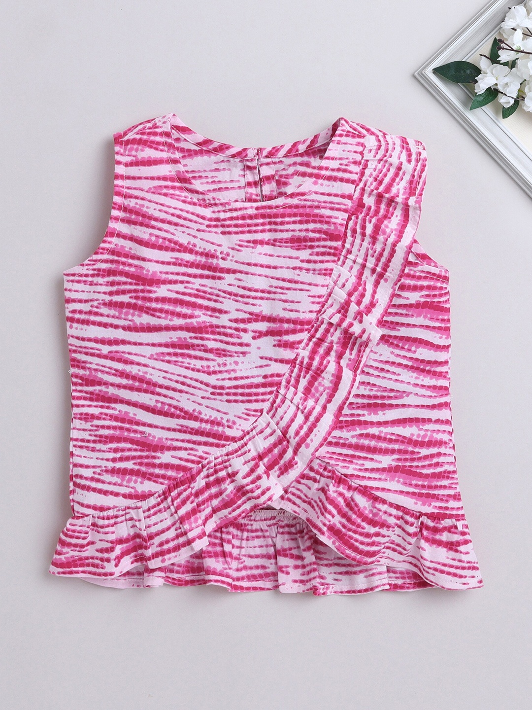 

The Magic Wand Girls Abstract Printed Sleeveless Cotton Top, Pink