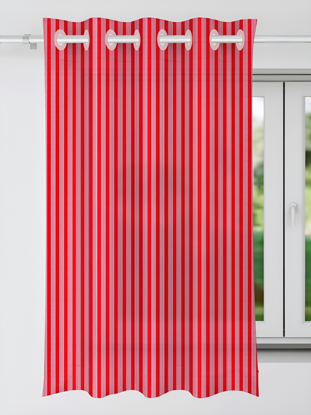 

Kuber Industries Maroon & Grey Striped Window Curtain
