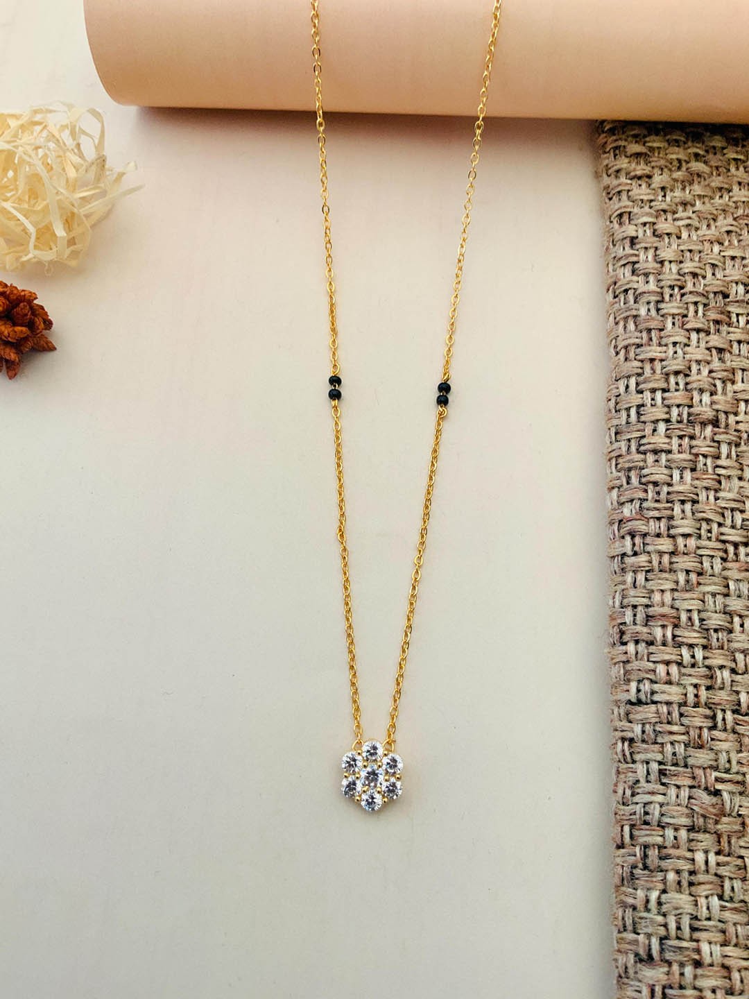 

ABDESIGNS Gold-Plated Artificial Stones and Beads Mangalsutra