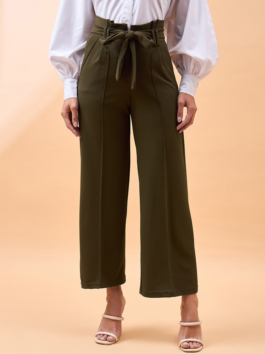 

all about you Women Comfort Flared High-Rise Parallel Trouser, Olive