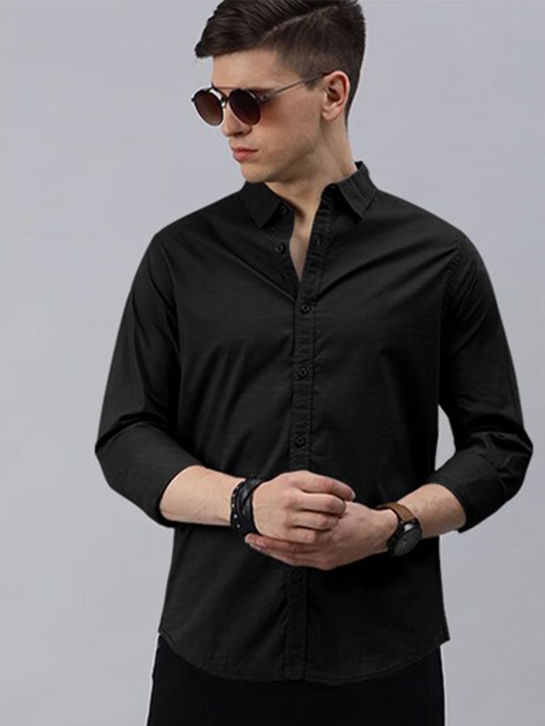 

Eyebogler Opaque Cotton Formal Shirt, Black