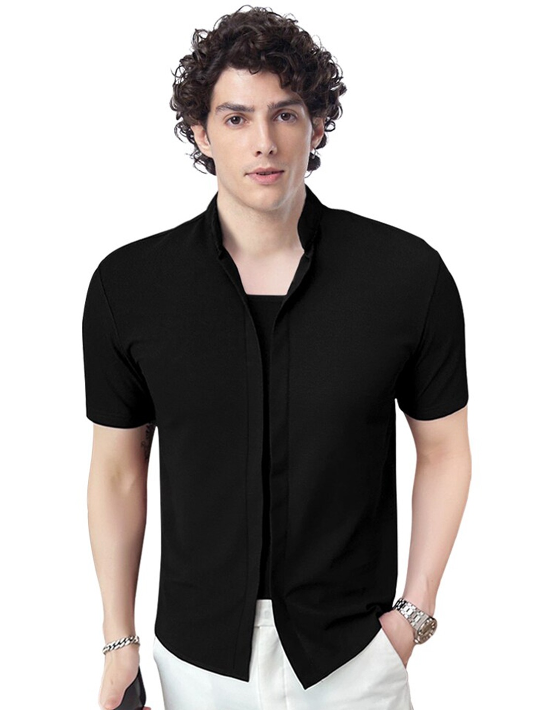 

Eyebogler Opaque Cutaway Collar Formal Shirt, Black