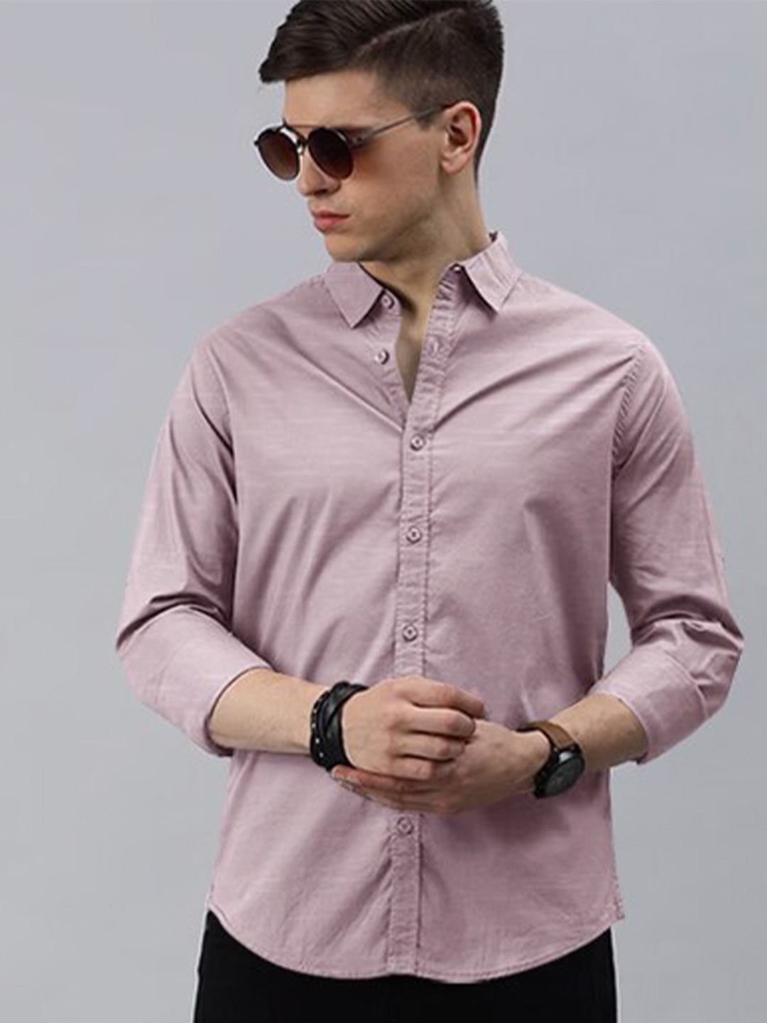 

Eyebogler Opaque Cotton Casual Shirt, Purple
