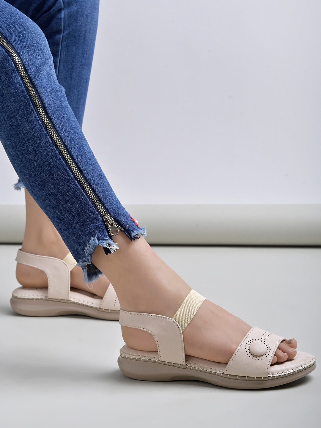 

Shoetopia Backstraps Open Toe Flats, Pink