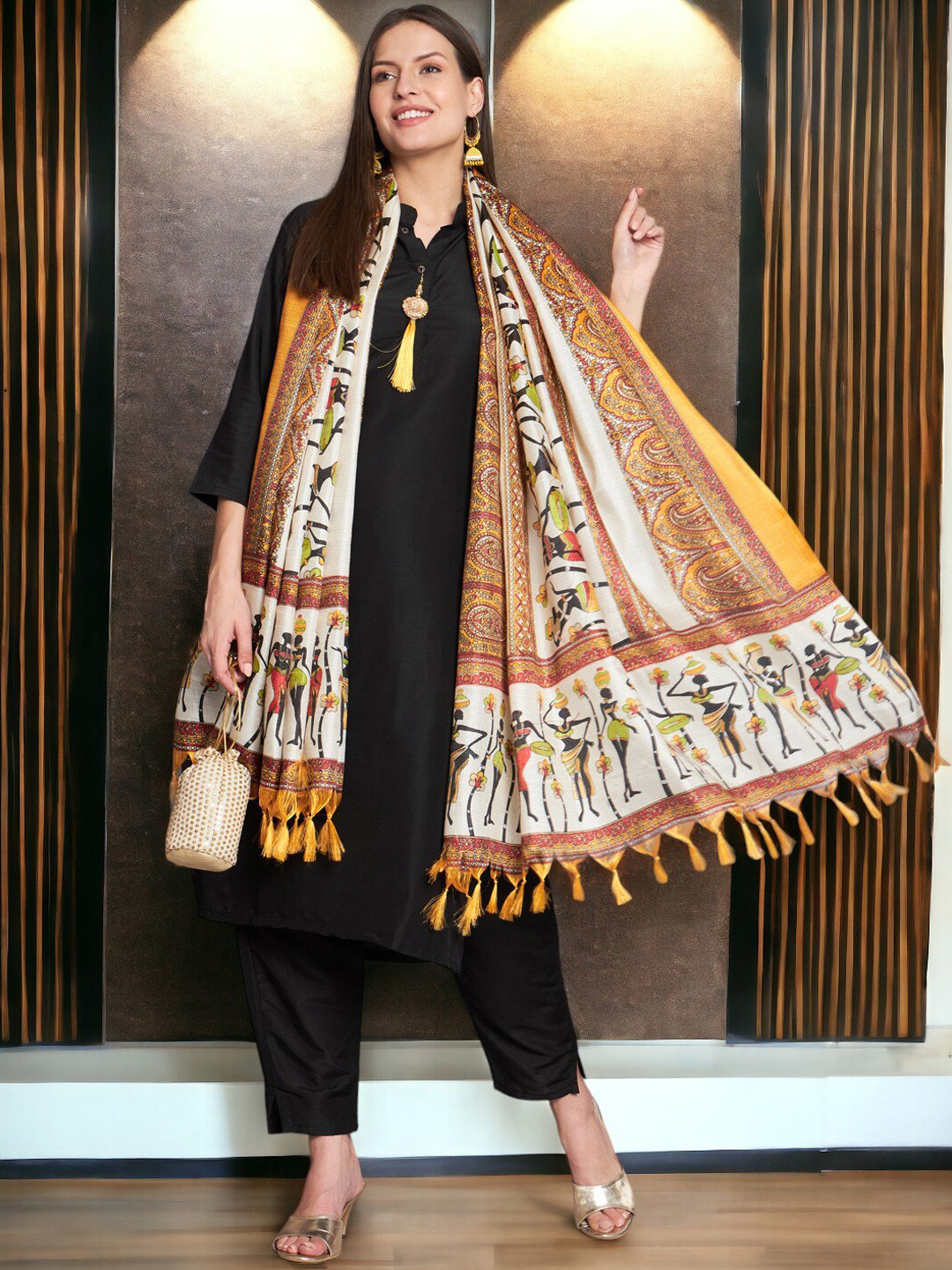 

MORLY Women Regular Kurta with Trousers & With Dupatta, Black