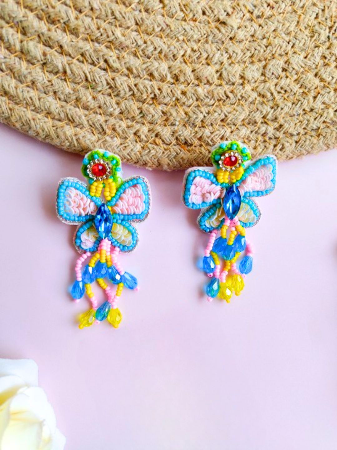 

DressBerry Yellow Beaded Floral Drop Earrings