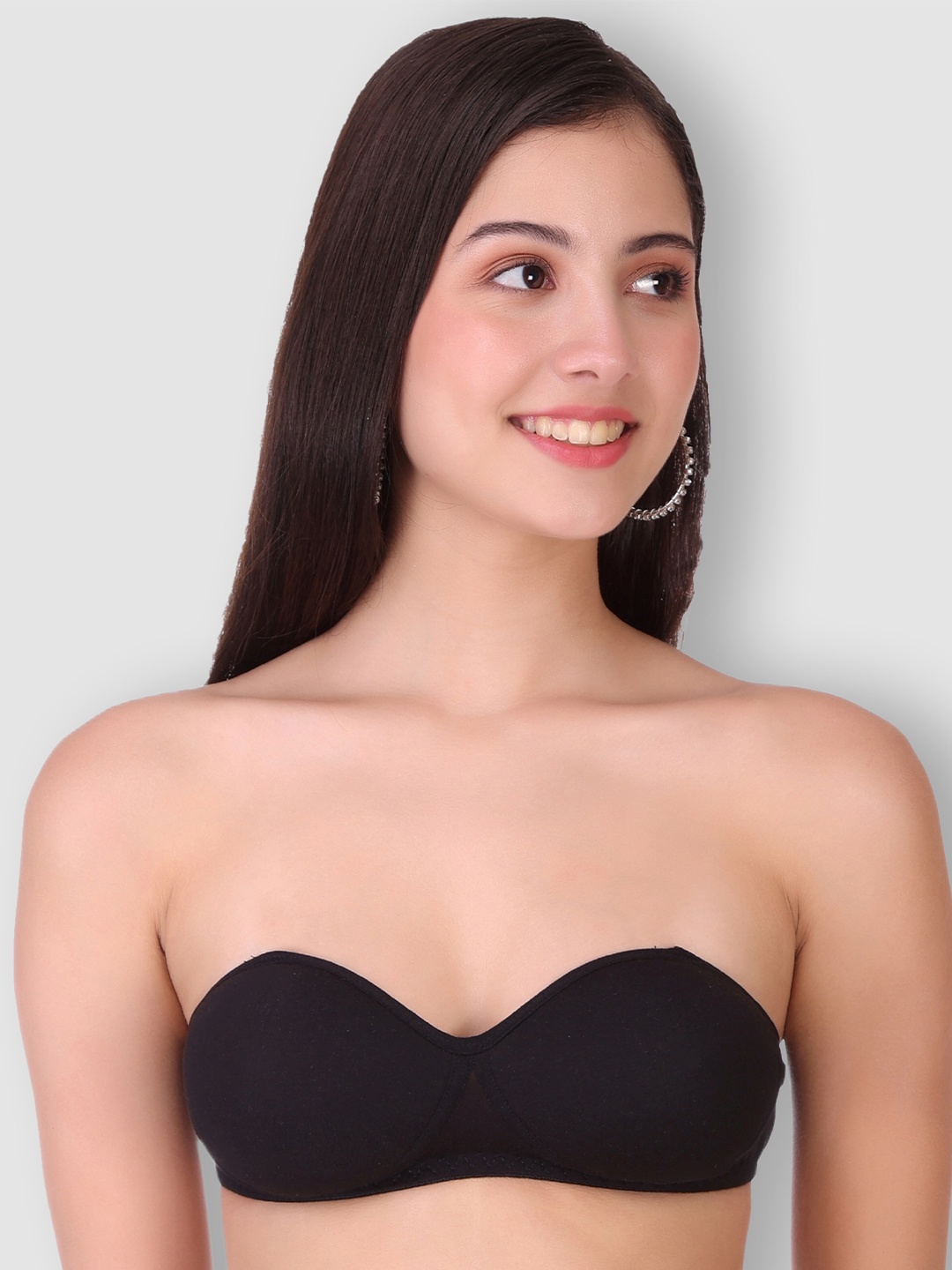 

SELFCARE Half Coverage Lightly Padded Anti Odour Bandeau Bra With All Day Comfort, Black