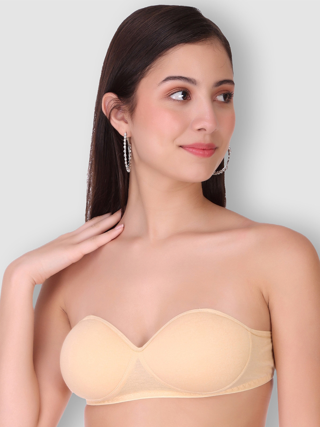 

SELFCARE Half Coverage Lightly Padded Anti Odour Bandeau Bra With All Day Comfort, Beige